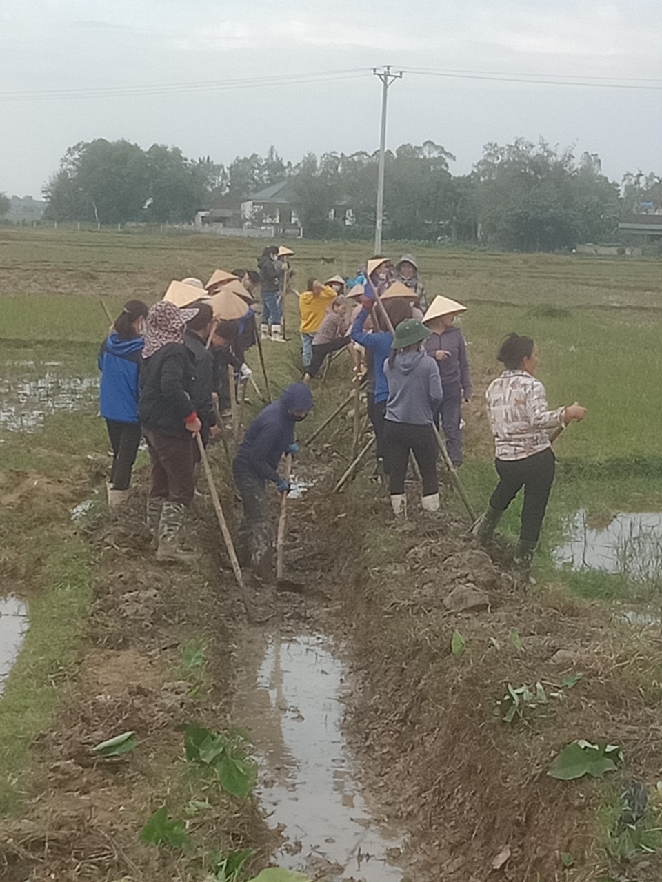 Hội viên phụ nữ tham gia nạo vét kênh mương tưới tiêu vụ xuân năm 2023